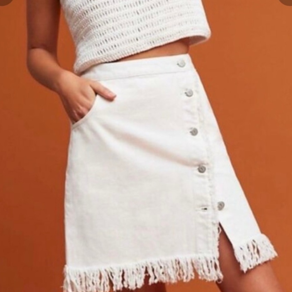 𝅺anthropologie Pilcro and the letterpress white jean skirt